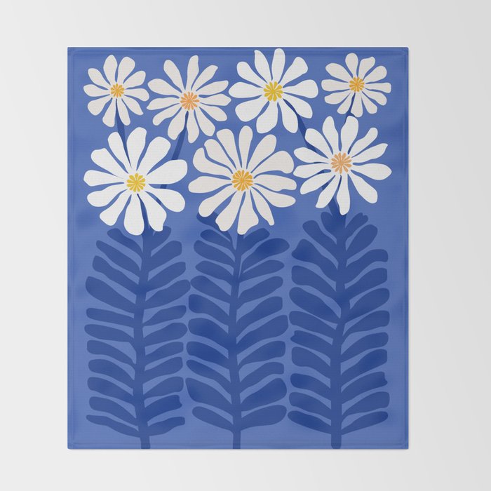 Daisy Dreams - Whimsical Flower Illustration Throw Blanket Gallery Image 2