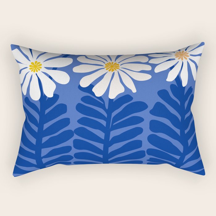 Daisy Dreams - Whimsical Flower Illustration Rectangular Pillow Gallery Image 1