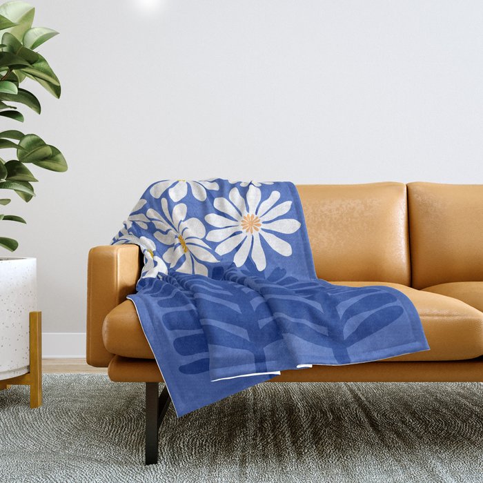 Daisy Dreams - Whimsical Flower Illustration Throw Blanket Gallery Image 1