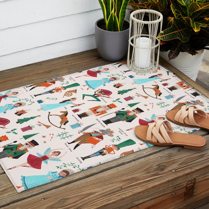 Festive Nutcracker holiday pattern Outdoor Rug Gallery Image 2