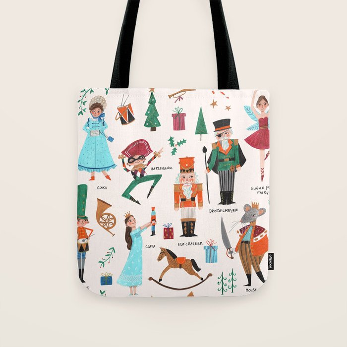 Festive Nutcracker holiday pattern Tote Bag Gallery Image 1