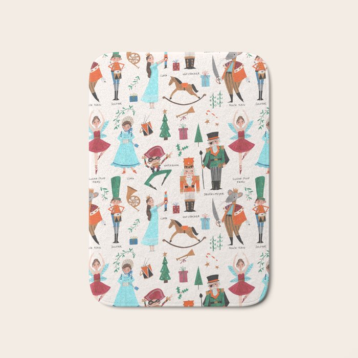 Festive Nutcracker holiday pattern Bath Mat Gallery Image 1