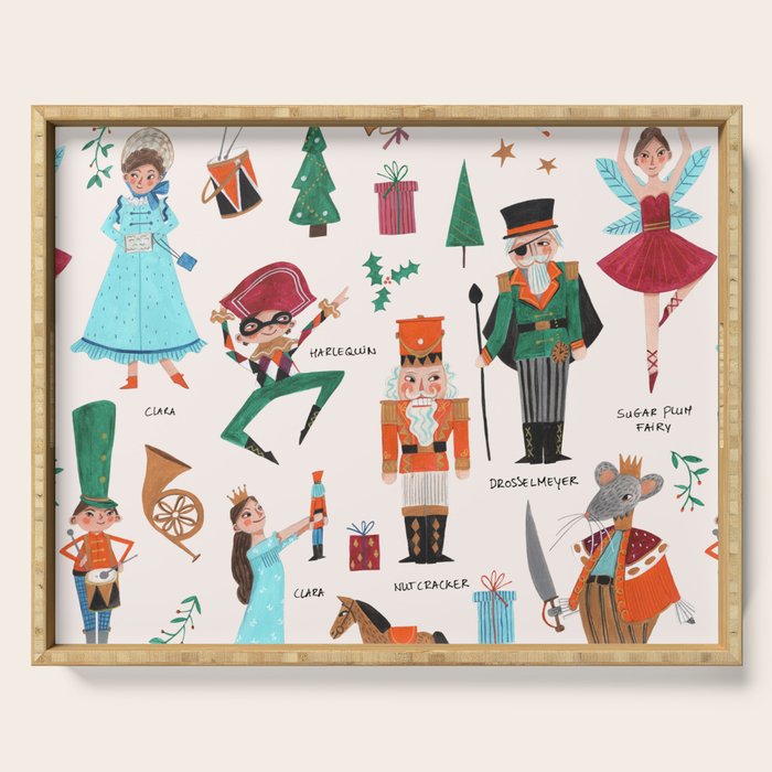 Festive Nutcracker holiday pattern Serving Tray Gallery Image 1