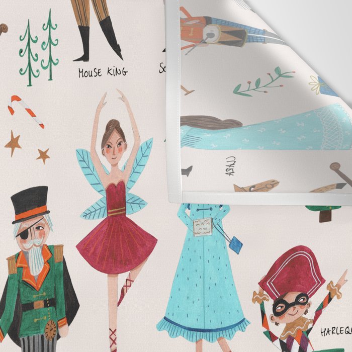 Festive Nutcracker holiday pattern Wall Tapestry Gallery Image 3