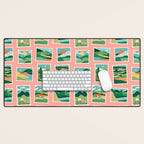 Vintage nature landscape postage stamp sticker pattern Desk Mat Gallery Image 1