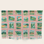 Vintage nature landscape postage stamp sticker pattern Wall Hanging Gallery Image 1
