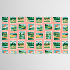 Vintage nature landscape postage stamp sticker pattern Tablecloth Gallery Image 2