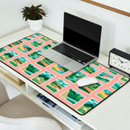 Vintage nature landscape postage stamp sticker pattern Desk Mat Gallery Image 2