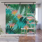 Let's Dance In The Sun, Wearing Wildflowers In Our Hair, Tropical Jungle Nature Botanical Painting Wall Mural Gallery Image 1