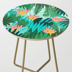 Let's Dance In The Sun, Wearing Wildflowers In Our Hair, Tropical Jungle Nature Botanical Painting Side Table Gallery Image 2