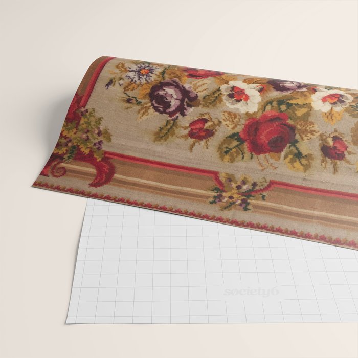 Antique Russian Bessarabian Floral Rug Print Wrapping Paper Gallery Image 2