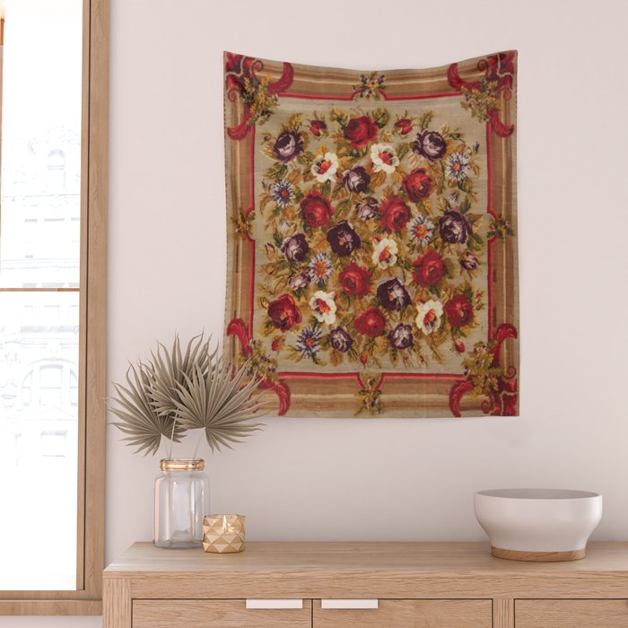 Antique Russian Bessarabian Floral Rug Print Wall Tapestry Gallery Image 2
