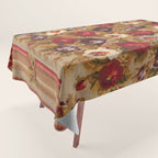 Antique Russian Bessarabian Floral Rug Print Tablecloth Gallery Image 1
