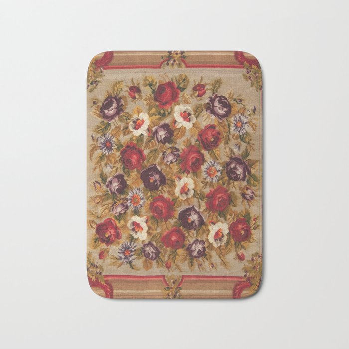 Antique Russian Bessarabian Floral Rug Print Bath Mat Gallery Image 1