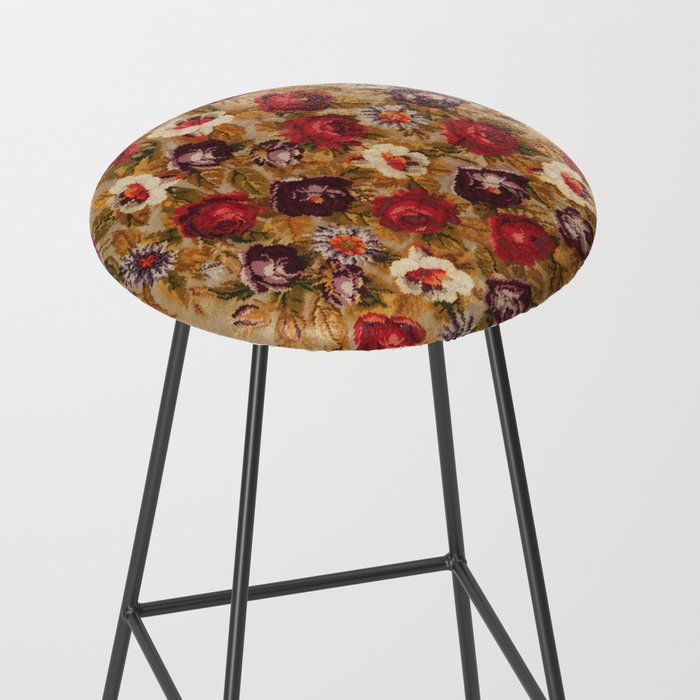 Antique Russian Bessarabian Floral Rug Print Stool Gallery Image 2