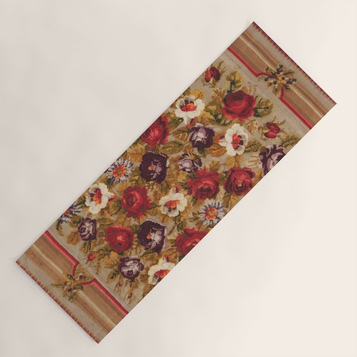 Antique Russian Bessarabian Floral Rug Print Yoga Mat Gallery Image 1