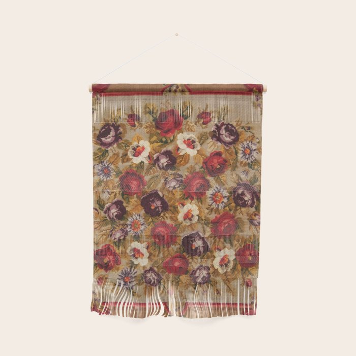 Antique Russian Bessarabian Floral Rug Print Wall Hanging Gallery Image 1
