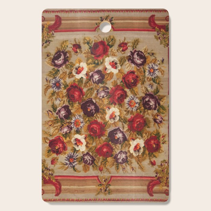 Antique Russian Bessarabian Floral Rug Print Cutting Board Gallery Image 1