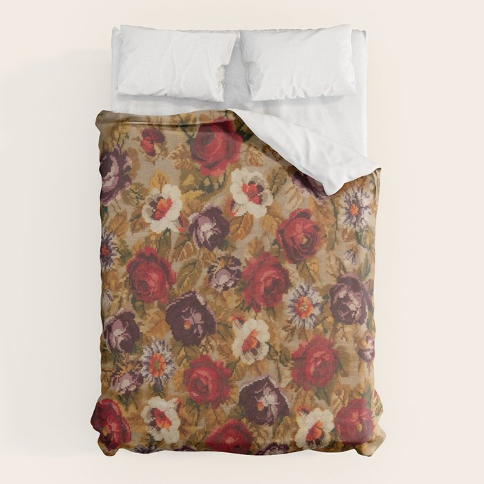 Antique Russian Bessarabian Floral Rug Print Duvet Cover Gallery Image 6
