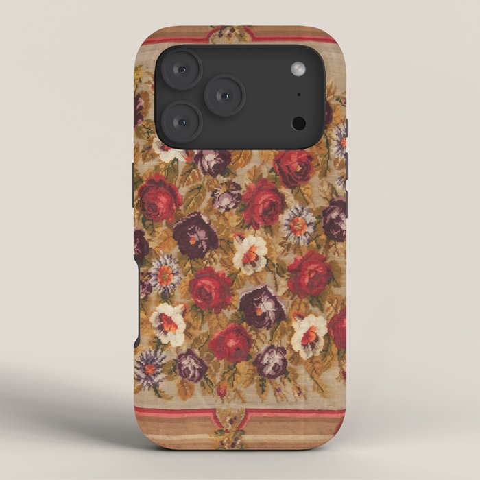 Antique Russian Bessarabian Floral Rug Print iPhone Case Gallery Image 3