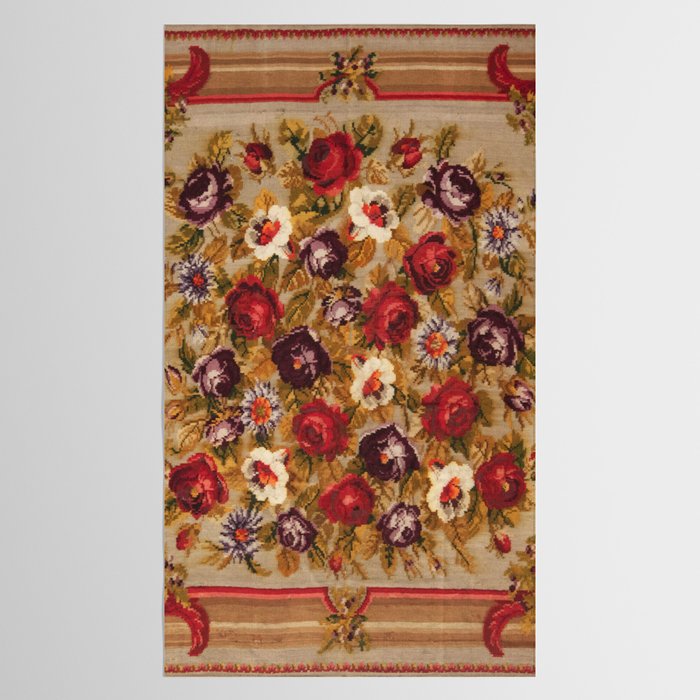 Antique Russian Bessarabian Floral Rug Print Tablecloth Gallery Image 2