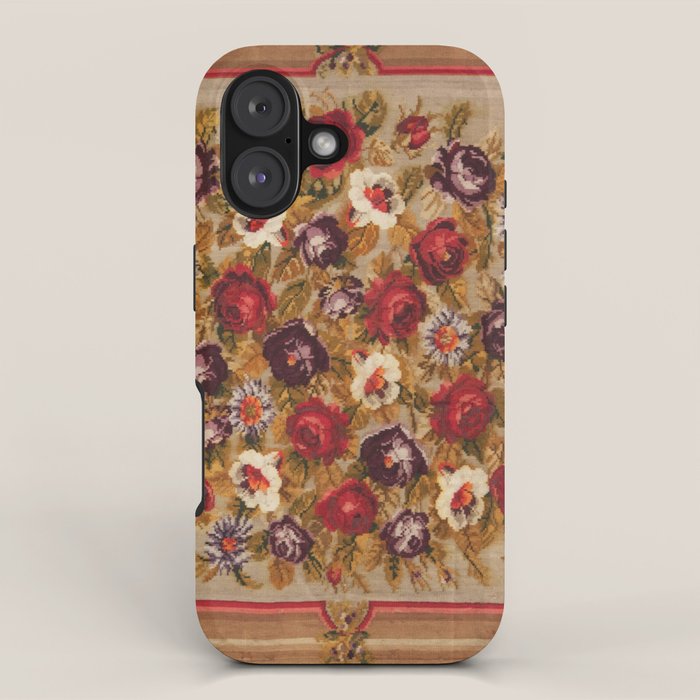 Antique Russian Bessarabian Floral Rug Print iPhone Case Gallery Image 1