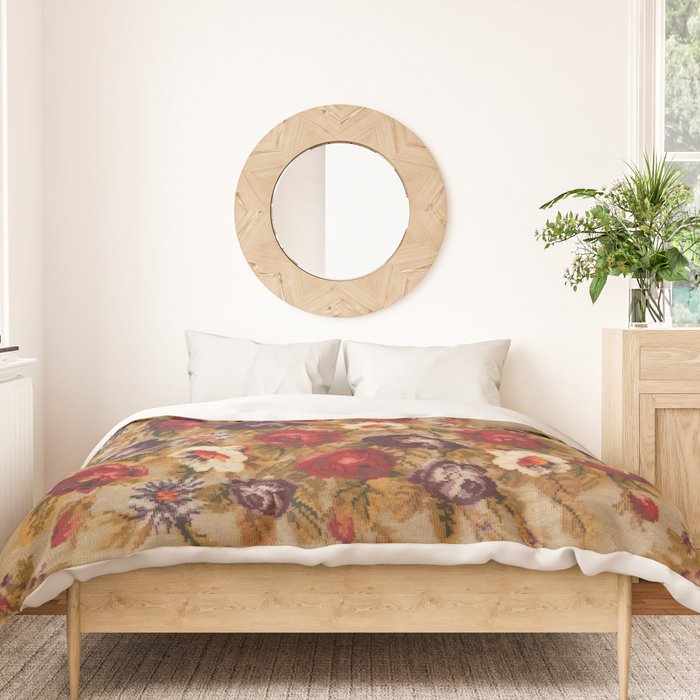 Antique Russian Bessarabian Floral Rug Print Duvet Cover Gallery Image 3