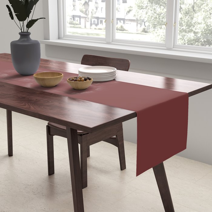 Earthy Brick Red Solid Color Table Runner Gallery Image 2