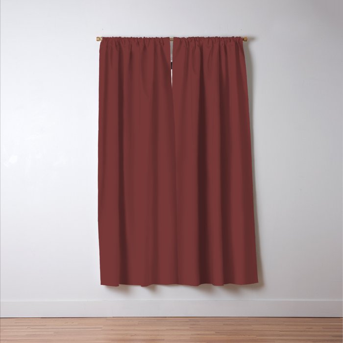 Earthy Brick Red Solid Color Window Curtain Gallery Image 3