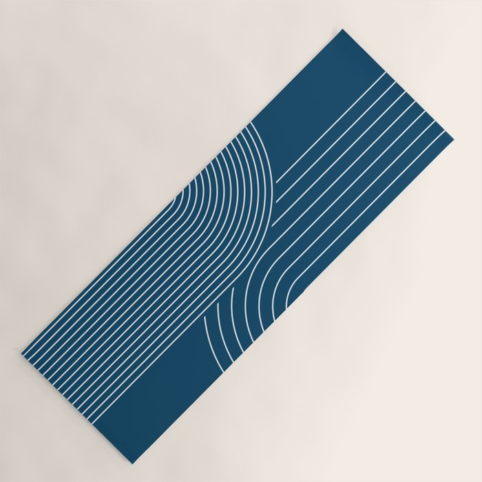 Geometric Lines in night Blue 16 (Rainbow Abstract) Yoga Mat Gallery Image 1