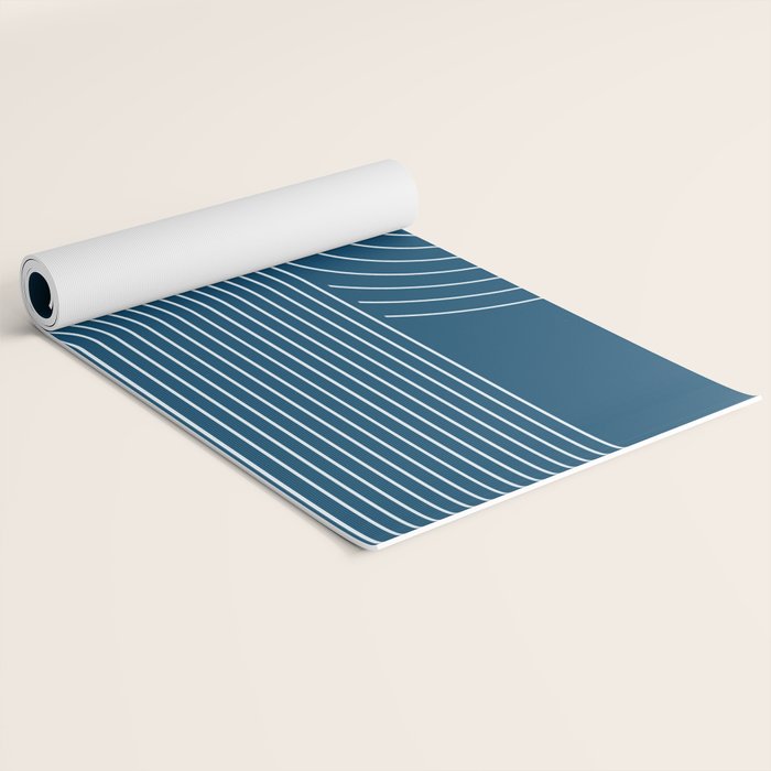 Geometric Lines in night Blue 16 (Rainbow Abstract) Yoga Mat Gallery Image 2