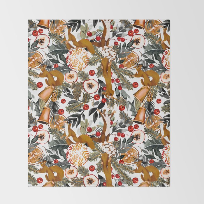 Squirrels on the Christmas tree I Throw Blanket Gallery Image 2