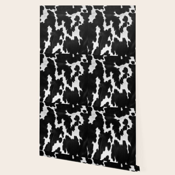 Black and White Rustic Cow Print Wallpaper Gallery Image 2