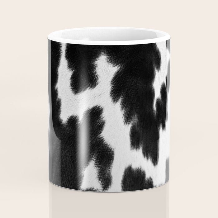 Black and White Rustic Cow Print Coffee Mug Gallery Image 4