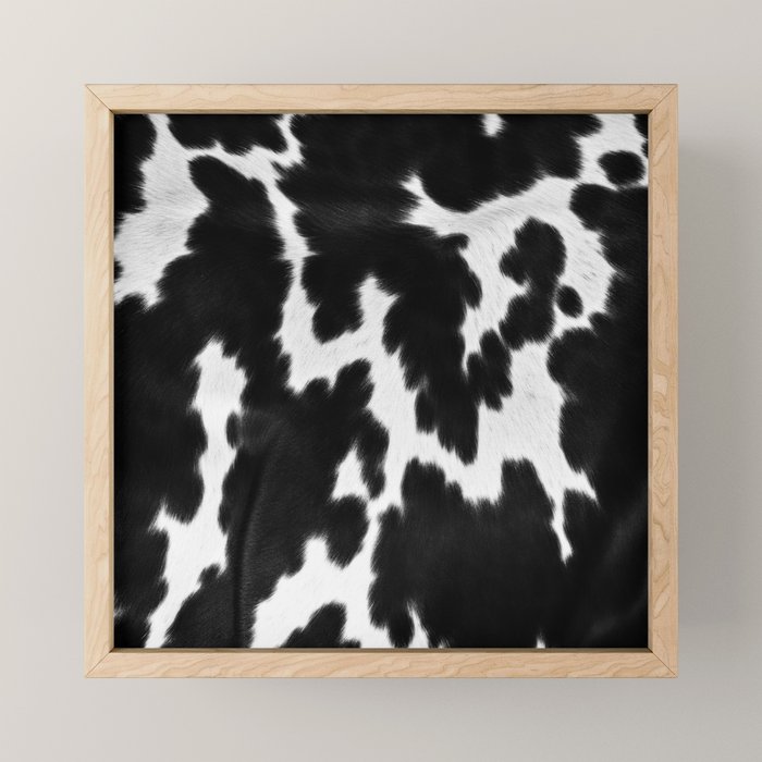 Black and White Rustic Cow Print Mini Art Print Gallery Image 1