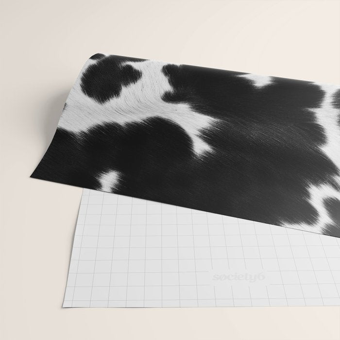 Black and White Rustic Cow Print Wrapping Paper Gallery Image 2