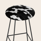 Black and White Rustic Cow Print Stool Gallery Image 2