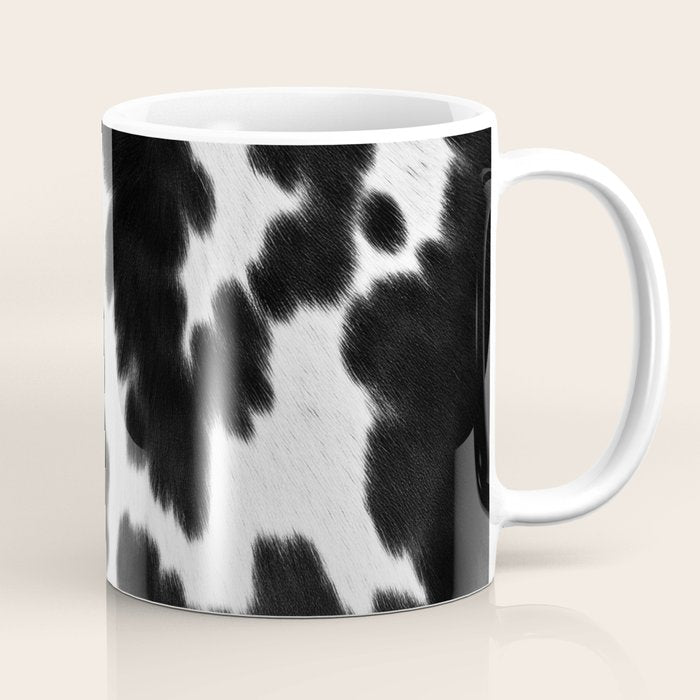 Black and White Rustic Cow Print Coffee Mug Gallery Image 1