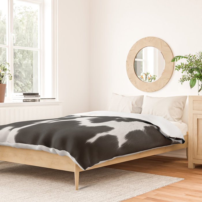 Black and White Rustic Cow Print Duvet Cover Gallery Image 2
