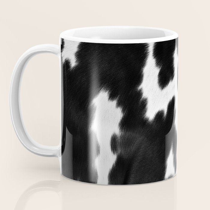 Black and White Rustic Cow Print Coffee Mug Gallery Image 3