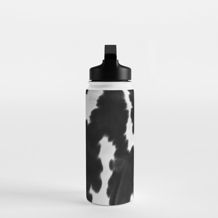 Black and White Rustic Cow Print Water Bottle Gallery Image 3