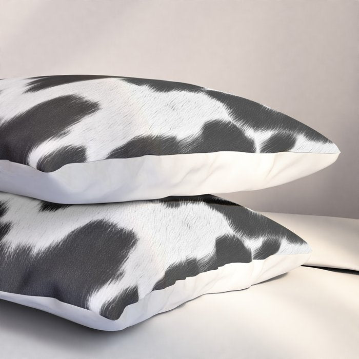 Black and White Rustic Cow Print Pillow Sham Gallery Image 3
