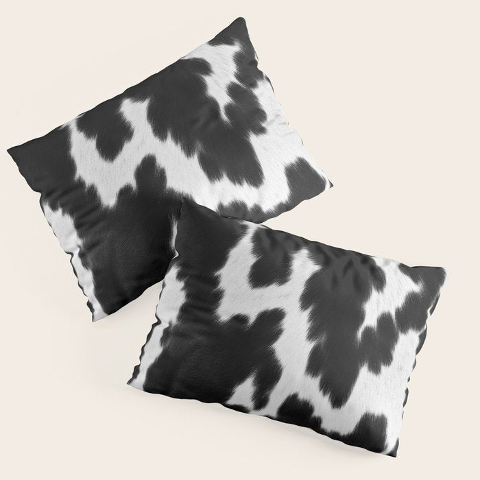 Black and White Rustic Cow Print Pillow Sham Gallery Image 1