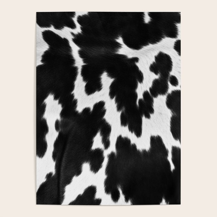 Black and White Rustic Cow Print Poster Gallery Image 4