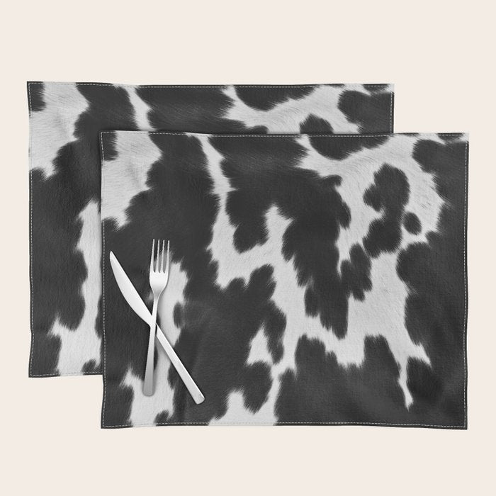 Black and White Rustic Cow Print Placemat Gallery Image 1