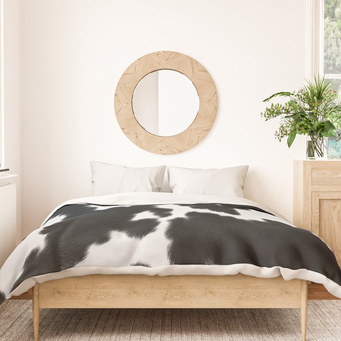 Black and White Rustic Cow Print Duvet Cover Gallery Image 3