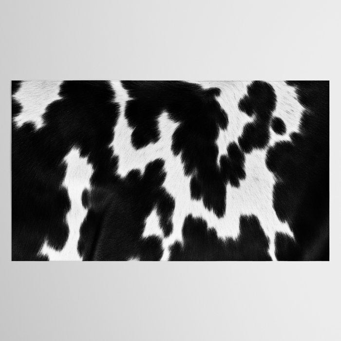Black and White Rustic Cow Print Tablecloth Gallery Image 2