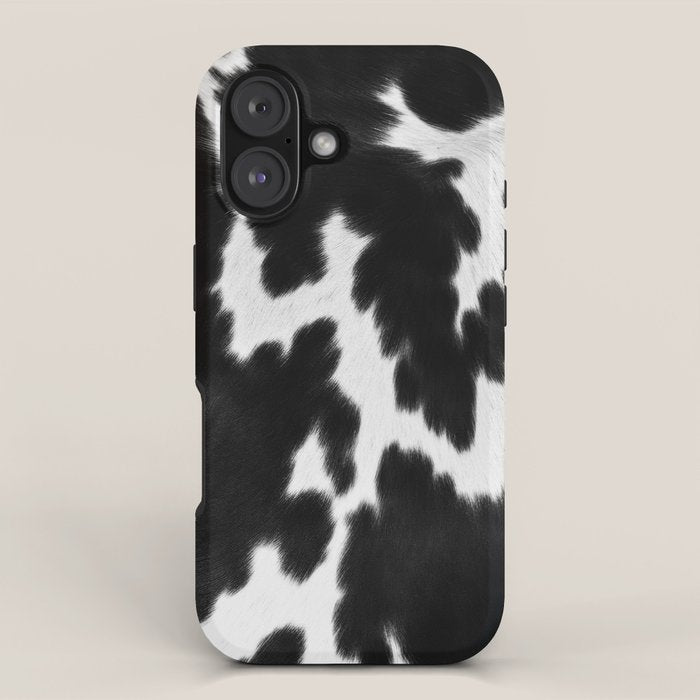 Black and White Rustic Cow Print iPhone Case Gallery Image 1