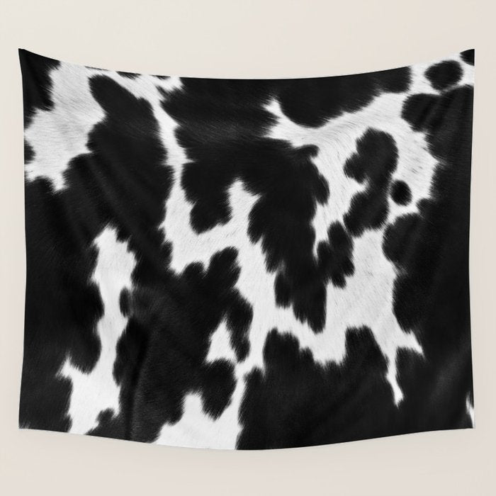 Black and White Rustic Cow Print Wall Tapestry Gallery Image 4