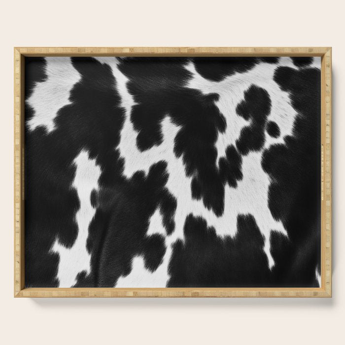 Black and White Rustic Cow Print Serving Tray Gallery Image 1